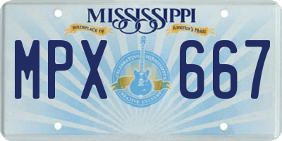MS license plate MPX667