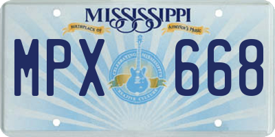 MS license plate MPX668