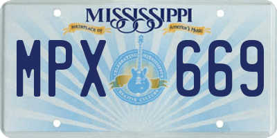 MS license plate MPX669