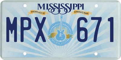 MS license plate MPX671