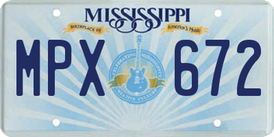 MS license plate MPX672