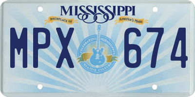 MS license plate MPX674