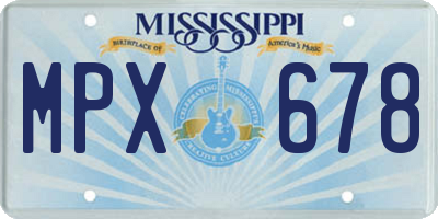MS license plate MPX678