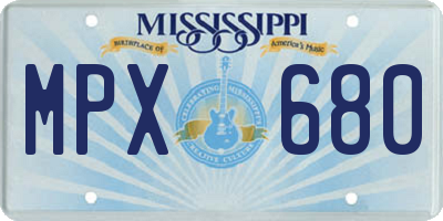 MS license plate MPX680