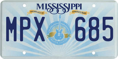 MS license plate MPX685