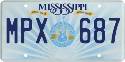 MS license plate MPX687