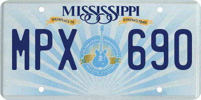 MS license plate MPX690