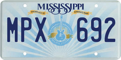 MS license plate MPX692