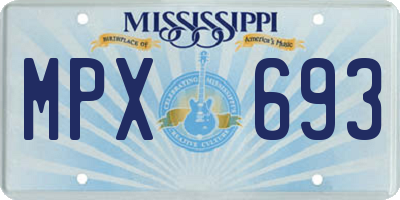 MS license plate MPX693