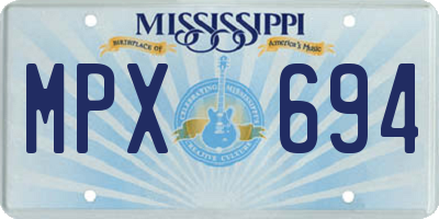 MS license plate MPX694