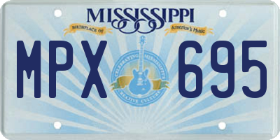 MS license plate MPX695