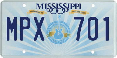 MS license plate MPX701