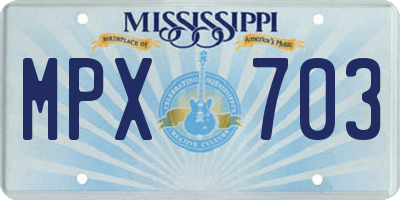 MS license plate MPX703