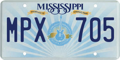 MS license plate MPX705
