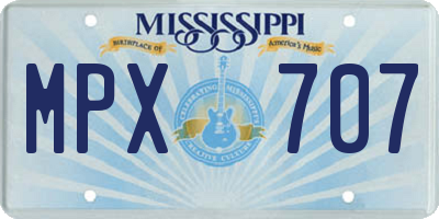MS license plate MPX707