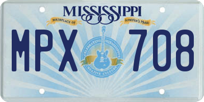 MS license plate MPX708