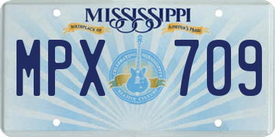 MS license plate MPX709