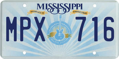 MS license plate MPX716
