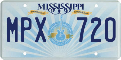 MS license plate MPX720