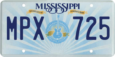 MS license plate MPX725