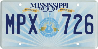 MS license plate MPX726
