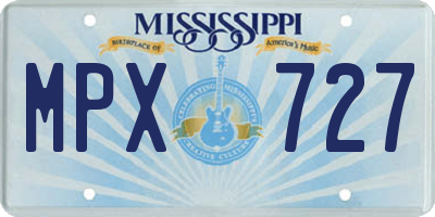 MS license plate MPX727