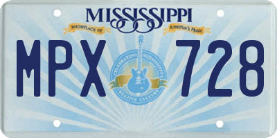 MS license plate MPX728