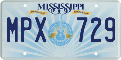 MS license plate MPX729
