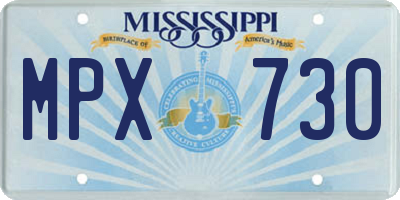 MS license plate MPX730