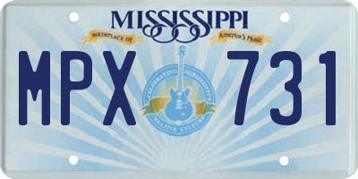 MS license plate MPX731