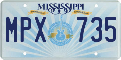 MS license plate MPX735