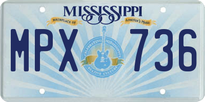 MS license plate MPX736
