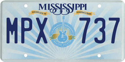 MS license plate MPX737