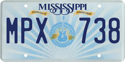 MS license plate MPX738