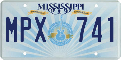 MS license plate MPX741