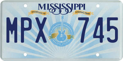 MS license plate MPX745