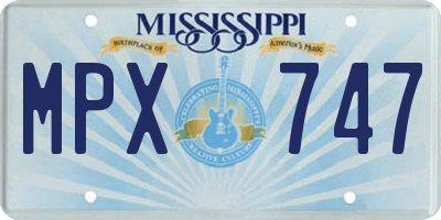 MS license plate MPX747