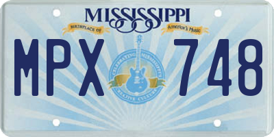 MS license plate MPX748