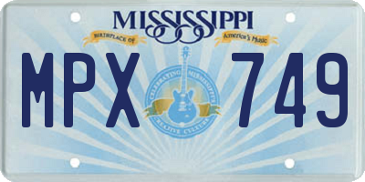 MS license plate MPX749