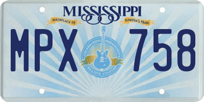 MS license plate MPX758