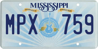 MS license plate MPX759