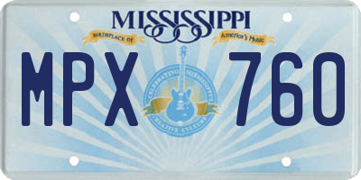 MS license plate MPX760