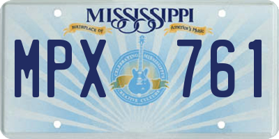 MS license plate MPX761
