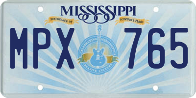 MS license plate MPX765