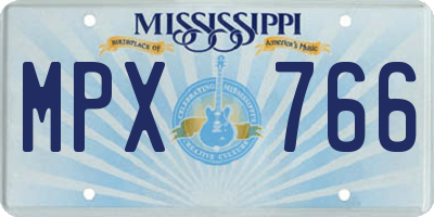 MS license plate MPX766