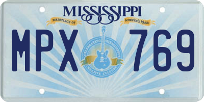 MS license plate MPX769