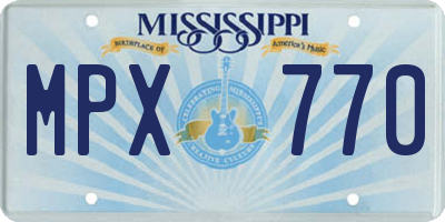 MS license plate MPX770