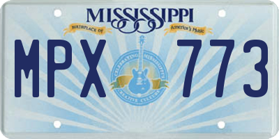 MS license plate MPX773