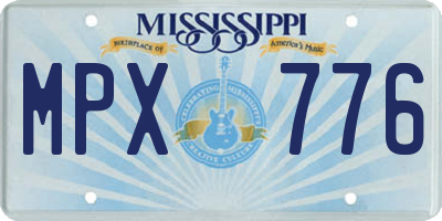 MS license plate MPX776