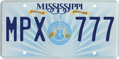 MS license plate MPX777